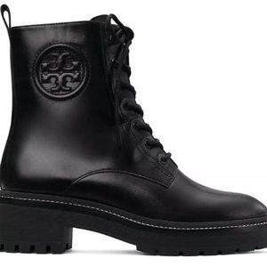 Tory Burch Miller 50MM Lug Sole Bootie in Perfect Black, Size 8